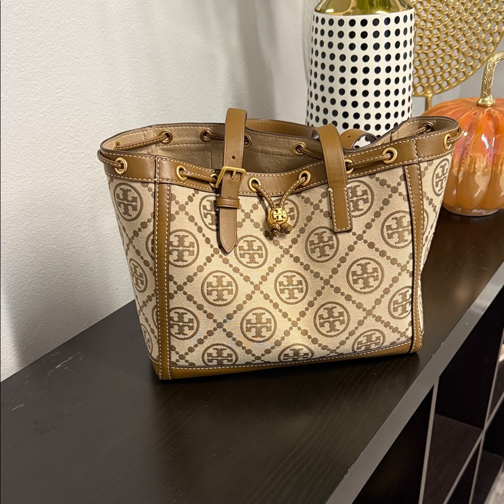 Tory Burch Cream and Brown Tote Bag